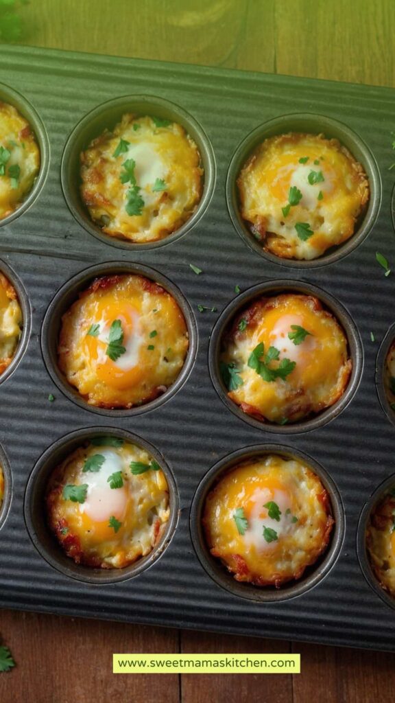 Cheesy Hash Brown Cups Baked Eggs Recipe