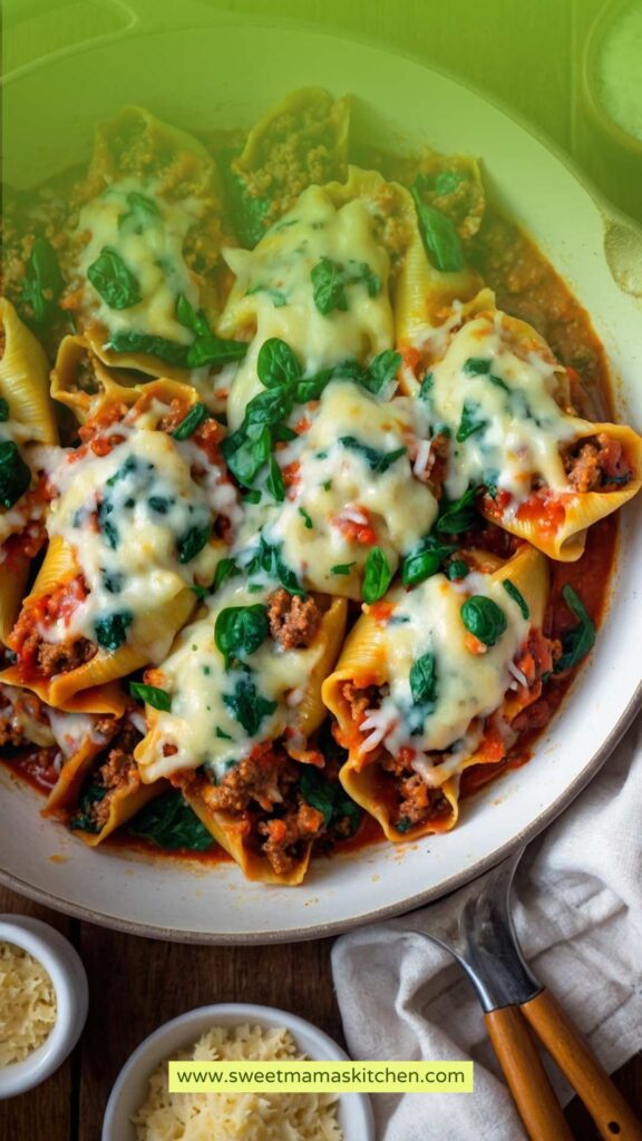 How to make Stuffed Shells With Meat Cheese Spinach Recipe