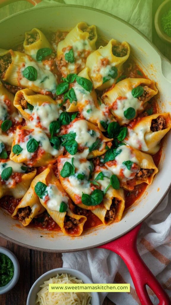 Stuffed Shells With Meat Cheese Spinach