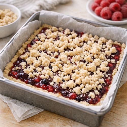 Step 6: Add the Filling and Remaining Crumb Topping