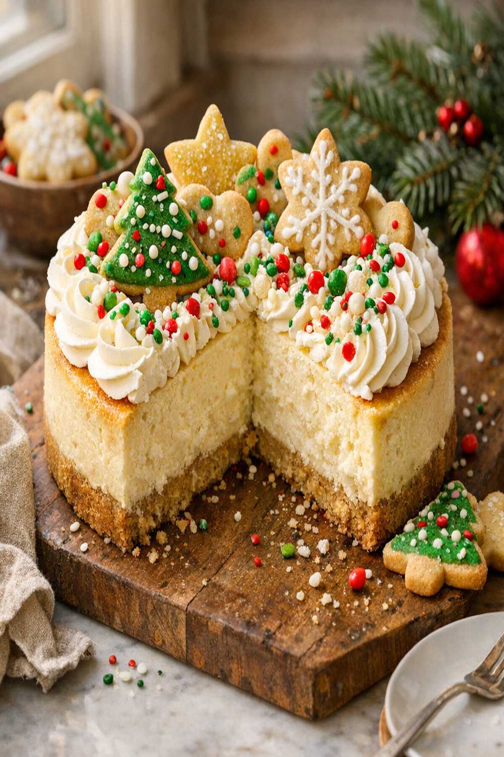 Christmas Sugar Cookie Cheesecake Recipe