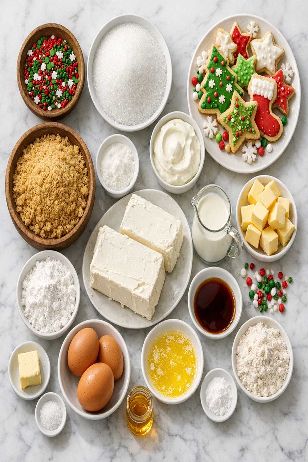 Christmas Sugar Cookie Cheesecake Recipe ingredients