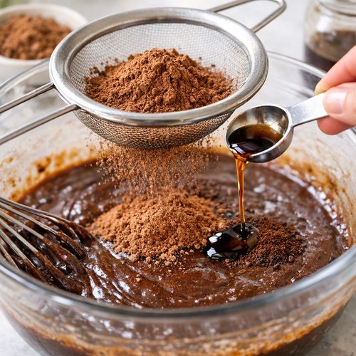 Step 6: Add Cocoa Powder, Vanilla, and Espresso Powder